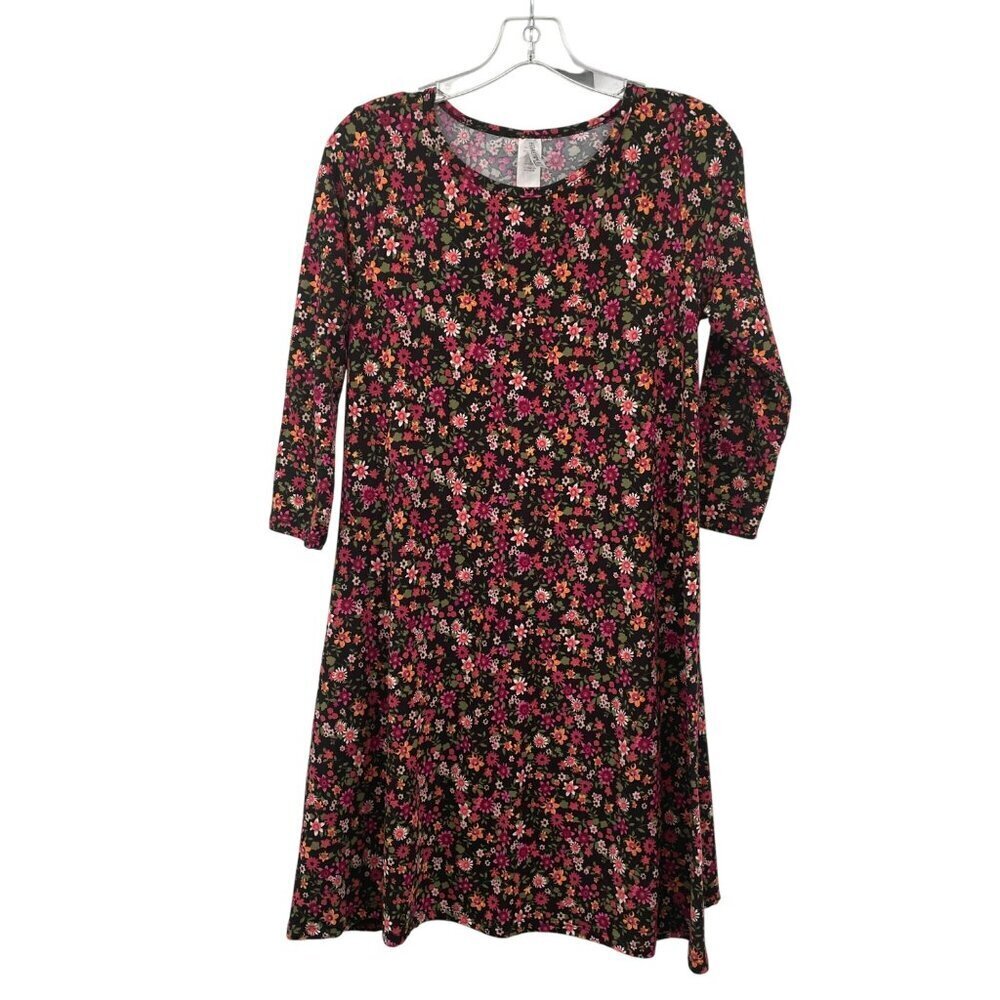 Honey & Lace Womens Floral Shift Dress 3/4 Sleeve Multicolor Size Small